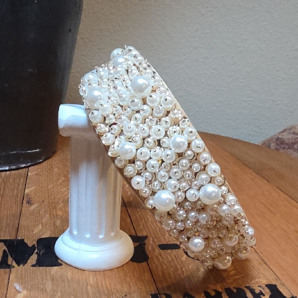 Anthropologie Pearl Embellished Headband NWOT Hand Sewn Beautiful
